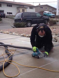 Acid stained driveway