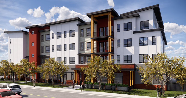 Rutland residential development rendering — multi-story housing project